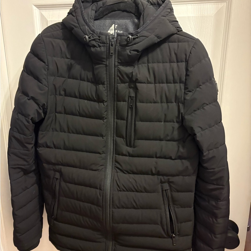 Moose Knuckles Black Quilted Puffer Jacket with Hood